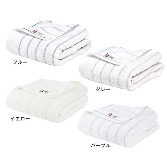 Bloom Imabari Towel Certified Natural Border Bath 2-Piece Set Made Japan (Blue Border)