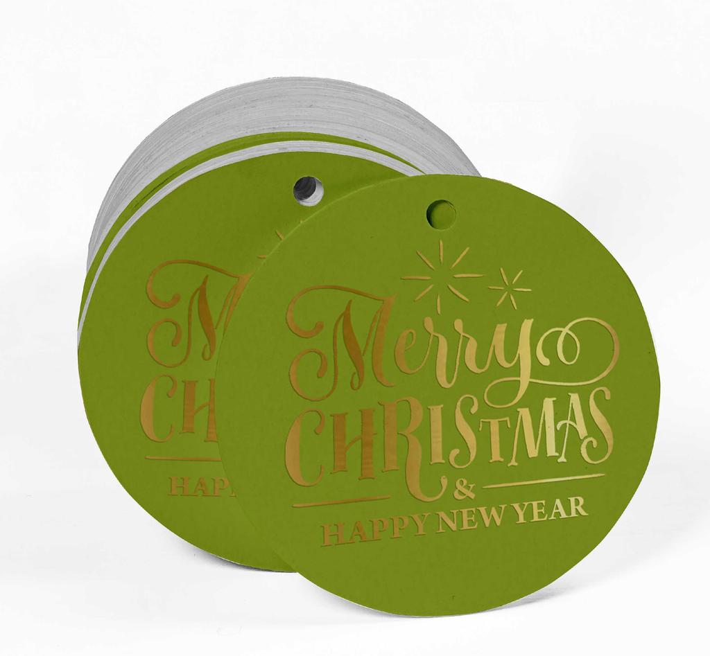 Inkdotpot Pack Of 100 Real Gold Foil Paper Tags Merry Christmas & Happy New Year Text Favor Hang