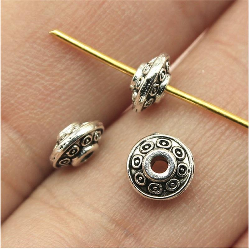 Тибетские серебряные шармы 7x4мм, 100 штук