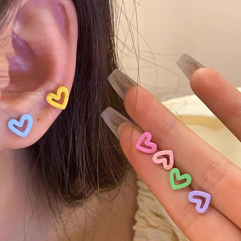 6 пар серег с дофамином, красочные серьги-сердечки для женщин, девушек, милые универсальные серьги, ювелирные аксессуары, подарки