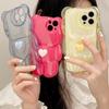 Прозрачный чехол в форме мультяшного 3d медведя с милым дизайном для Iphone 13 12 11 Pro Max Xs Max Xr X, корейский защитный чехол для объектива с сердечком любви
