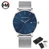 Hannah Martin Classic Bauhaus Design Men Watch Dark Blue Japan Quartz Waterproof Fashion Business Calendar Ultra Thin Watches
