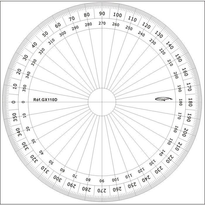 Rapporteur cercle entier degrés Ø 10 cm