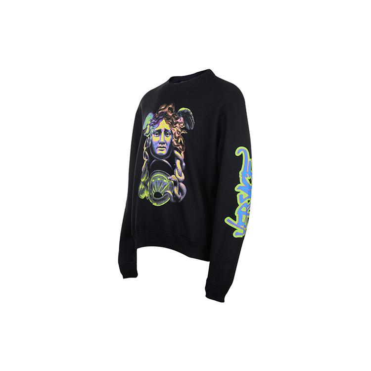 VERSACE Sweatshirts Men's Black Crew Neck Moderate Straight Fit A80431-A226514-A008