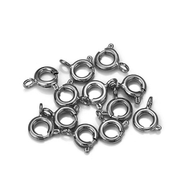 10pcs/lot Copper Round Spring Clasps Keychain Hooks Buckles End Connectors For Bracelet Necklace DIY Jewelry Making Accessories