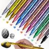 12pcs Metallic Markers Pens Colors Pens for Black Paper, Glass, Rock Painting, DIY Scrapbook Album Student Stationery Rock Painting Stone Ceramic Wood