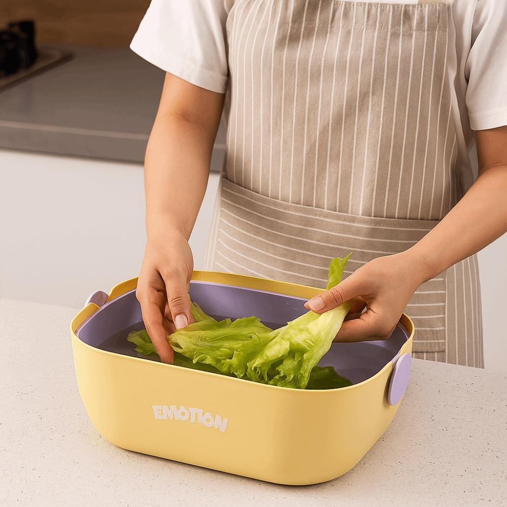 Large Capacity Fruit Cleaning Basket Double-Layer Vegetable Basket Drainage Basket Fruit Cleaning
