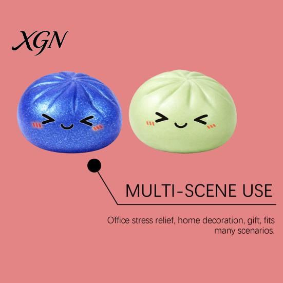 Soft Tactile Toy Bun Squeeze Non-Sticky Slow Rebound Stress Relief Fidget Simulated Fold Cute Shape Portable Decompression Gadget for Kids Adults