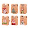 6/12pcs Merry Christmas Gift Box Kraft Paper Candy Cookies Packing Bags Santa Snowman Xmas Gift Pack Box Home Decor New Year