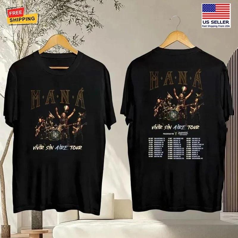 Футболка Mana Band Tour 2026 Maná Vivir Sin Aire Tour 2026 Двусторонняя