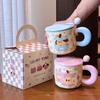 Милые Милые Питомцы с Высокой Внешностью и Большими Лапами Марк Керамическая Крышка для Водного Стакана Ложка Милая Подарочная Коробка День Рождения Креативный Сувенир