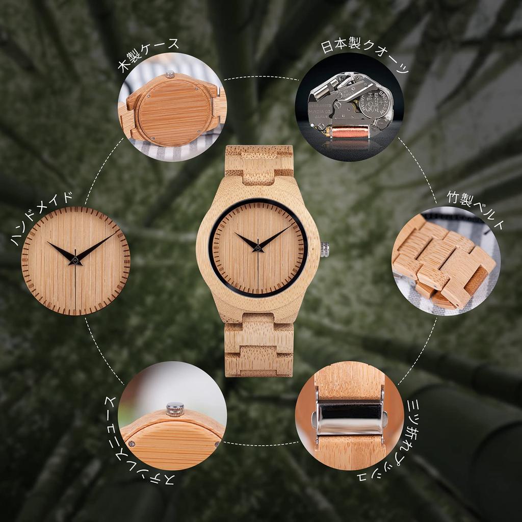 Bamboo Arm Japanese Quartz Birthday Christmas Day KINGNOW Watch, Ladies' Watch, Women's Watch, Stylish, Lightweight, Watch, Gift, Gift, Anniversary,