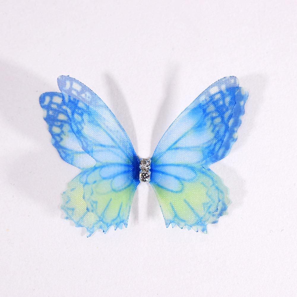 50 шт. двухслойные шифоновые вышитые бабочки-нашивки свадебные аксессуары для волос