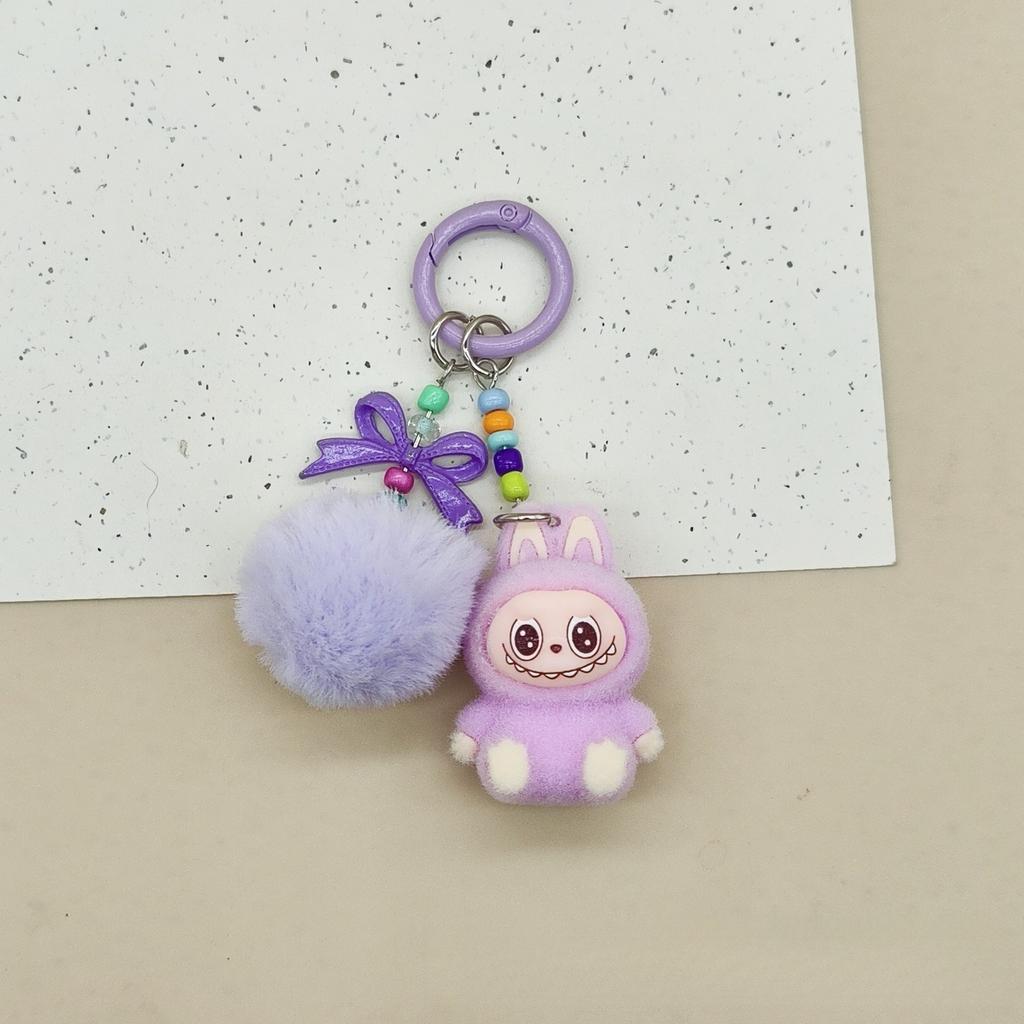 Three-dimensional Flocking Keychain Pendant Cute Bag Accessories Doll Cartoon Ornament