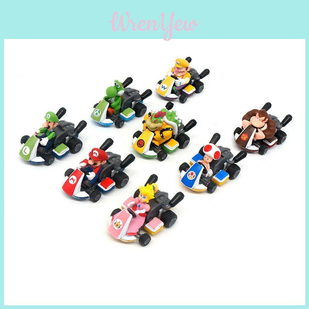 Набор машинок Super Mario Kart с механизмом обратного хода, фигурками принцессы Луиджи и Боузера для детей
