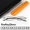 Мини Портативные Очки для Чтения с Футляром-Тубусом для Ручки Винтажные Унисекс Очки для Дальнозоркости Защита от Синего Света Очки для Пресбиопии Диоптрии