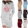 Women's Fashion Christmas Printed Pockets Long Sleeve Pullover Dress