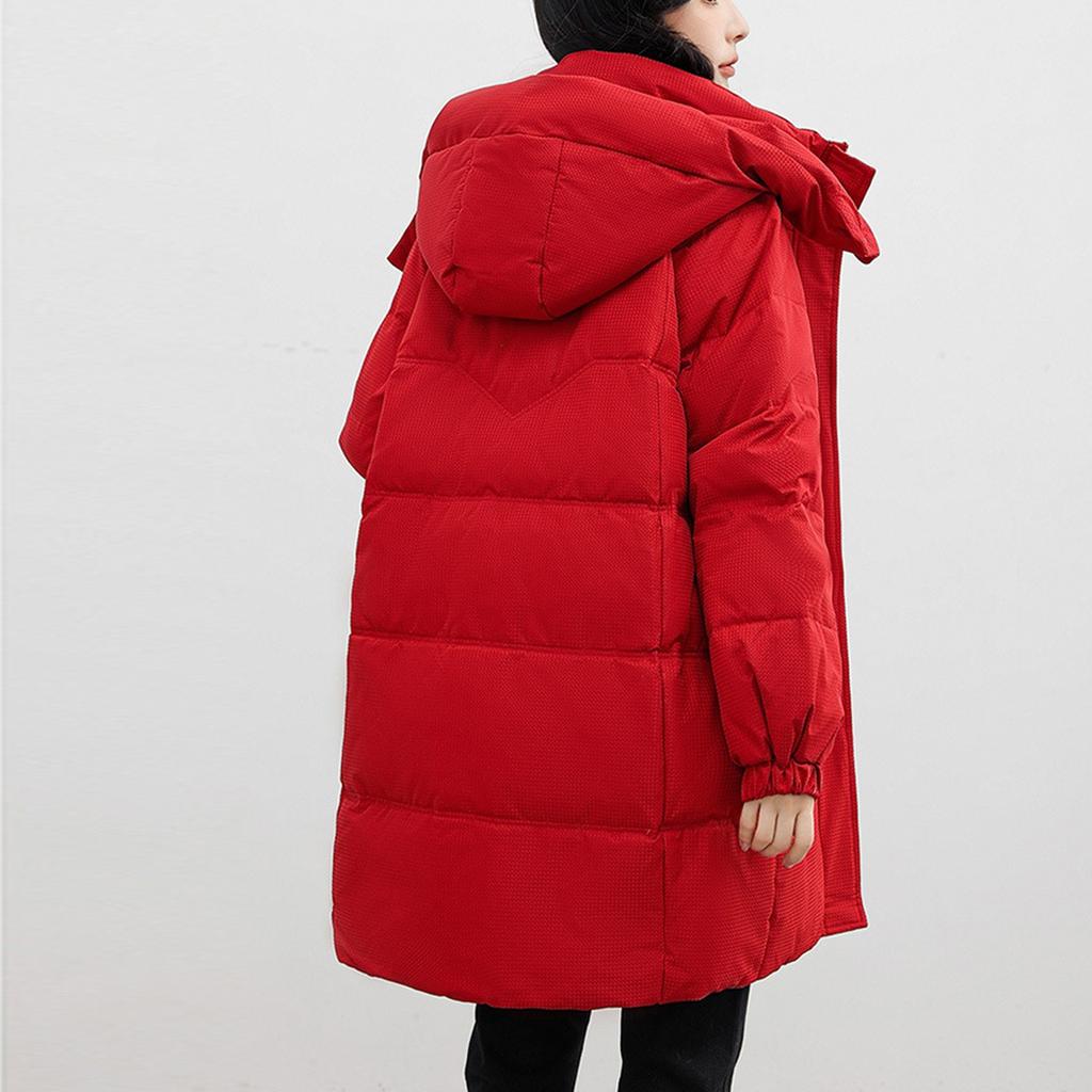 Girls' Thickened Medium-Length Loose Fashion Large-Size Hooded Comfortable Quilted Cotton-padded Jacket