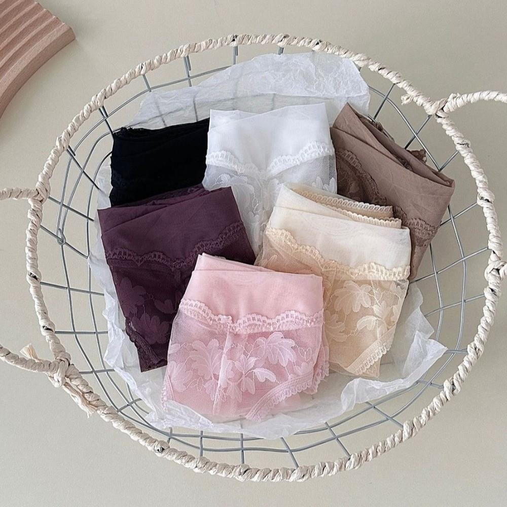 Fashion Mesh Lace Flower Panties Transparent Low Waist French Style Briefs Breathable Women Underwear Summer Spring