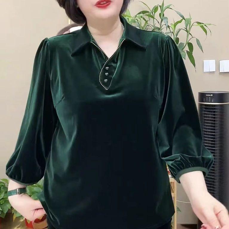 Осенняя женская бархатная блузка большого размера, свободный мягкий пуловер с длинным рукавом