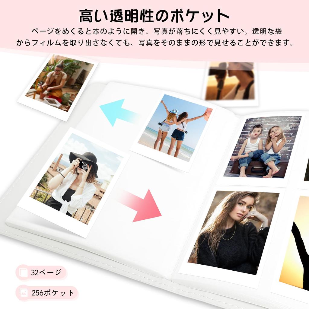 Easy Hood Instax Large 3 Inch Photo Fujifilm Instax Mini Pocket Storage Highly Transparent PU 256 Sheets Can Also Hold Business Bank and Membership