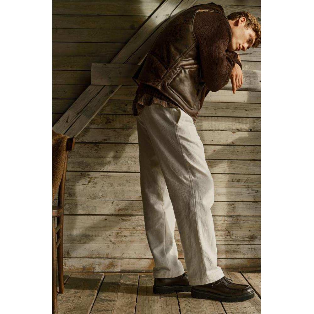 Брюки свободного кроя из твила HM белого цвета