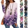 Women's Casual Plus SizeLong Sleeved Round Neck Vintage Ethnic Printing T-shirt Top Pullover