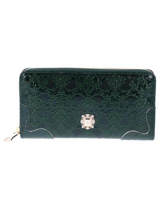 Вместительный круглый длинный кошелек на молнии, зеленый [Anna Sui] женский (новый)
