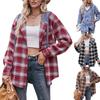 2024 New Autumn and Winter Trend Casual Simple Hooded Button Plaid Fashion Jacket Temperament Loose Commuting Women's Shirt
