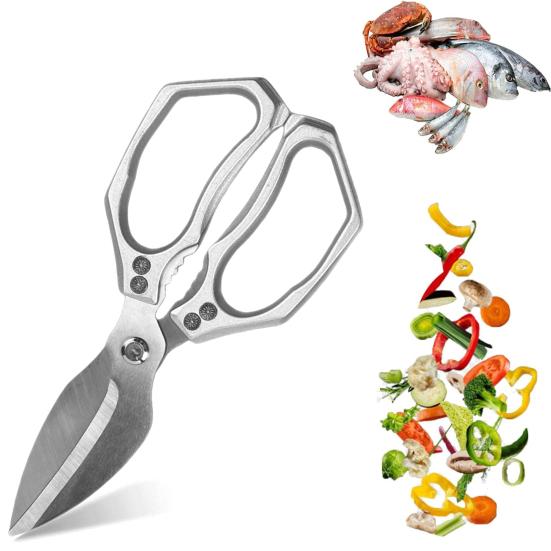 Сверхпрочные кухонные ножницы из нержавеющей стали, шеф-ножницы, многофункциональные кулинарные ножницы для мяса, овощей, орехов, пакетов