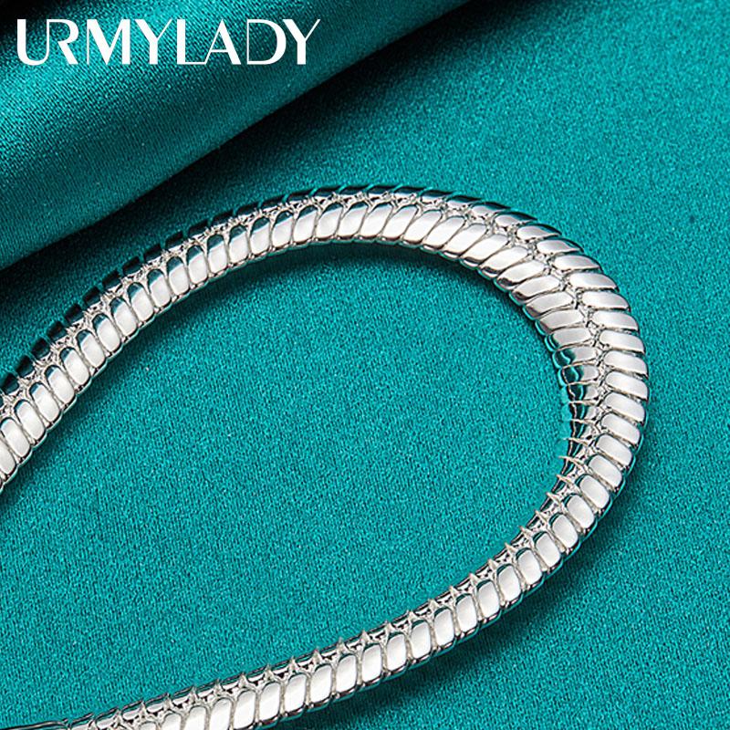 Браслет-цепочка из стерлингового серебра 925 пробы 10 мм с боковой змеей для женщин и мужчин, очаровательные ювелирные изделия для свадьбы, помолвки и вечеринки