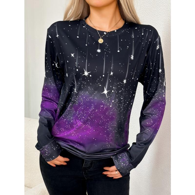 Женская футболка 3D Леопардовый Ретро Принт Модная С длинным рукавом Круглый вырез Обычный Топ Праздник Выходной Весна Осень