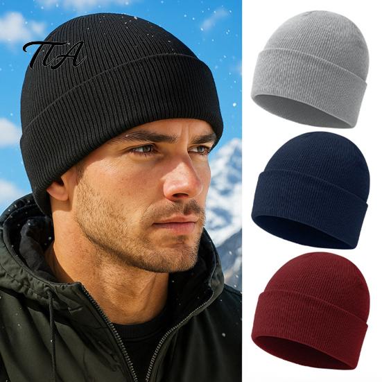 Soft Polyester Hat Knitted Winter Hat, Unisex Thick Thermal Skull Cap, Cozy Windproof Casual Outing Warm Knit for Men Women Outdoor Hiking Jogging
