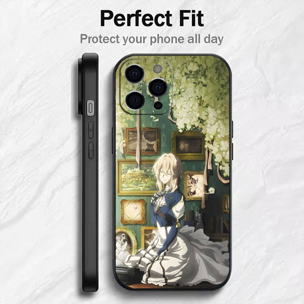 V-Violet Love Аниме V-E Чехол для телефона для iPhone17,16,15,14,13,12 Plus,Max Мягкий силиконовый черный чехол