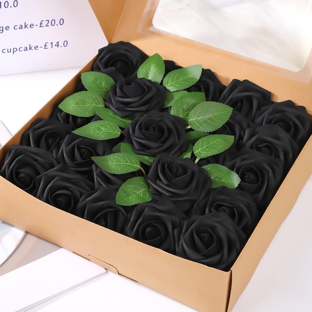 25Pcs Artificial Rose Flowers Foam Fake Faux Flowers Roses for DIY Wedding Bouquets Decoration Party Home Decor Garden Ornament