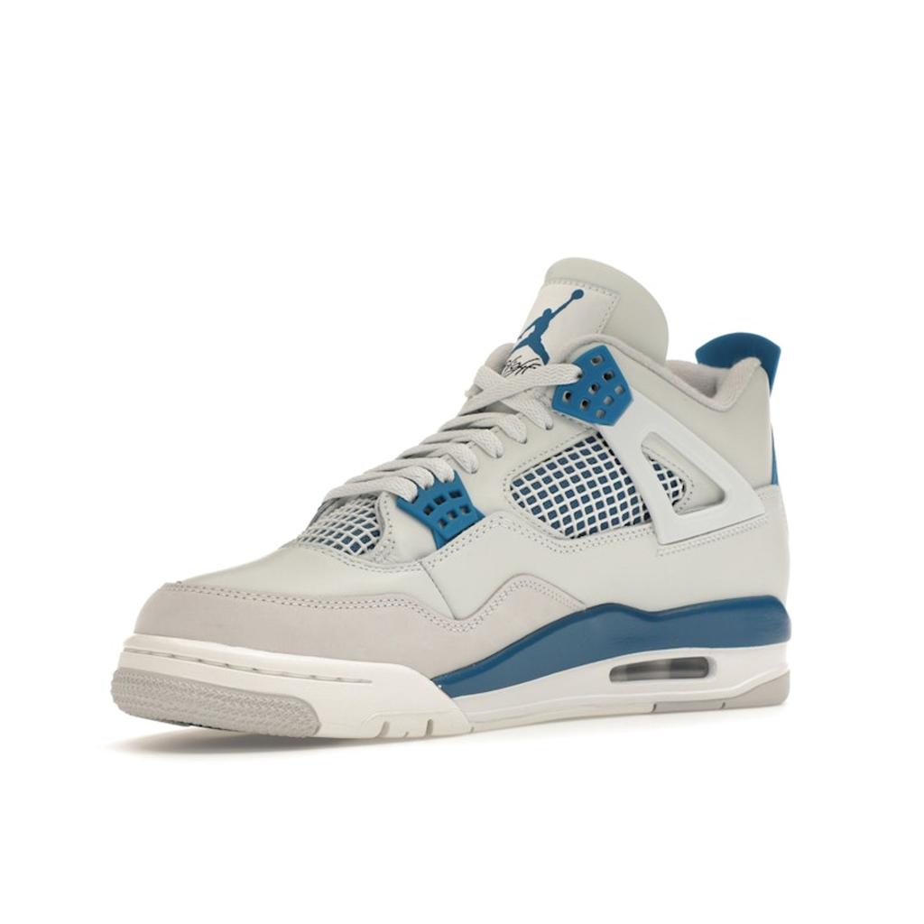 Air Jordan 4 Retro Military Blue 2024 Unisex Sneakers Cream Off-White Neutral-Grey FV5029-141