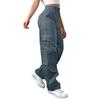Womens Elastic High Waisted Cargo Pants Stretch Casual Wide Leg Streetwear Parachute Hiking Pants With Pockets