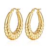 French High-grade Wheat Ear Pattern Hollow Stainless Steel Earrings 18 Gold Women's Light Luxury Round Titanium Steel Earrings