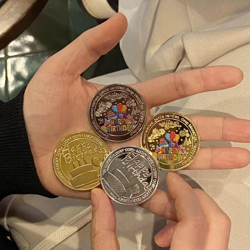 1 Pcs Good Luck And Happiness Medal Collection Coin Lucky Happy Birthday Commemorative Coins