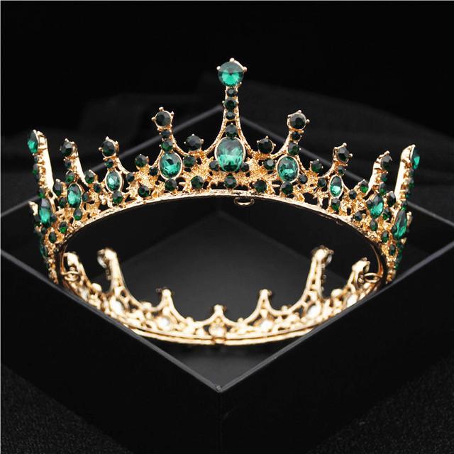 Конкурс 9 цветов Синий Кристалл Свадебная Корона Королевская Королева Диадемы Розовый Красный Черный Круглый Диадема Невесты Украшения Для Волос Аксессуары