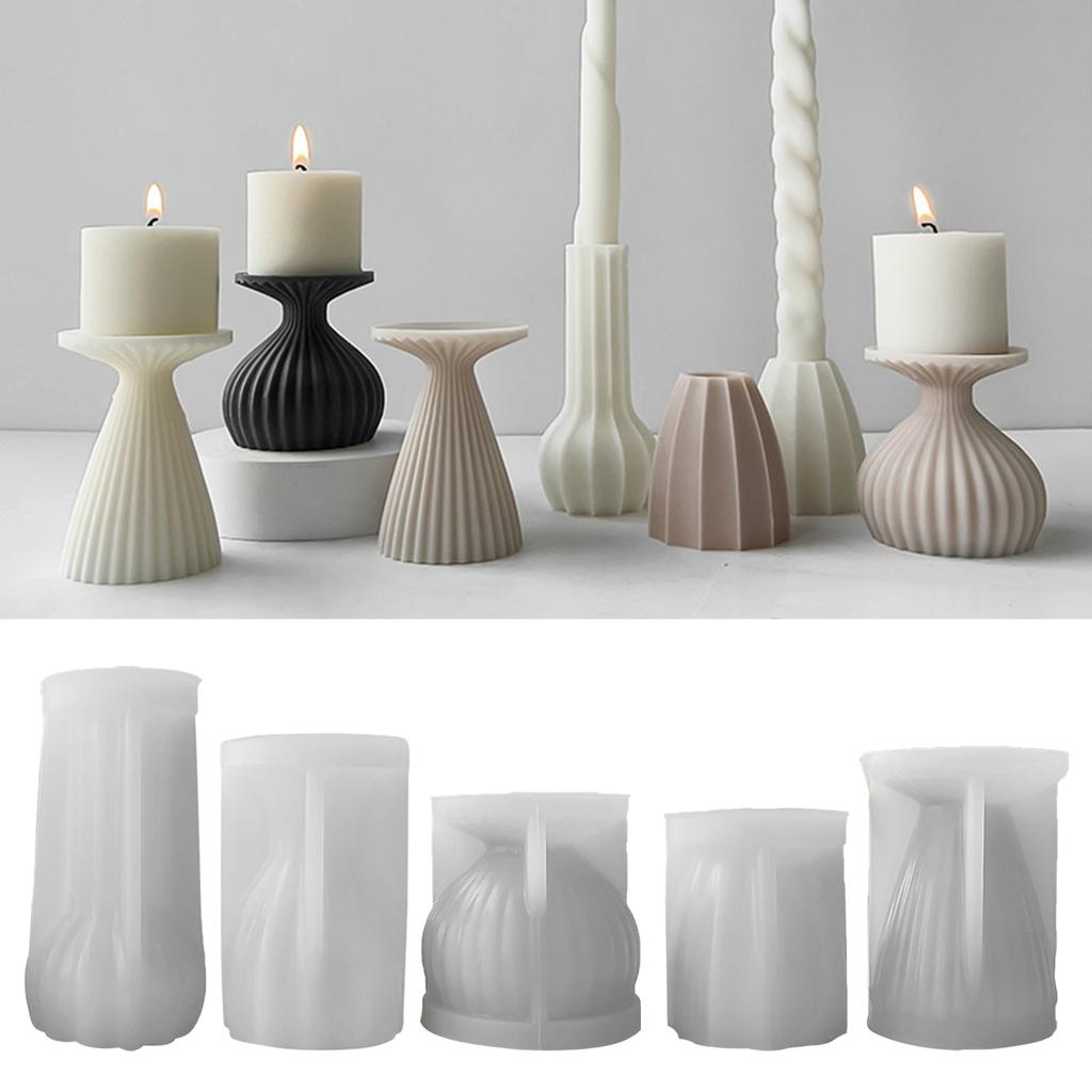 Epoxy Candlestick Silicone Mold Candle Base Mould Geometric Candle Holders Molds DIY Ornaments Home Decorations Mould