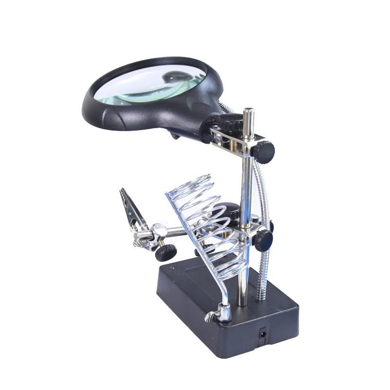 Тройная сменная светодиодная лампа освещение вспомогательный многофункциональный кронштейн инспекция 10-кратная настольная лампа лупа