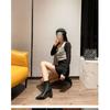 High Heeled Short Boots Autumn and Winter New Korean Version Zipper Pointed Women's Boots Bare Boots Versatile Martin Boots Women's Shoes