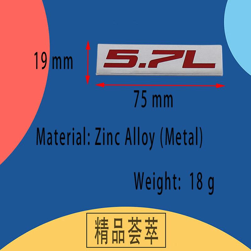 Premium 5.7L 5.7 L for Universal car Engine Hood Fender trunk Tail Rear Bonnet Nameplate Decal Emblem Badge Sticker