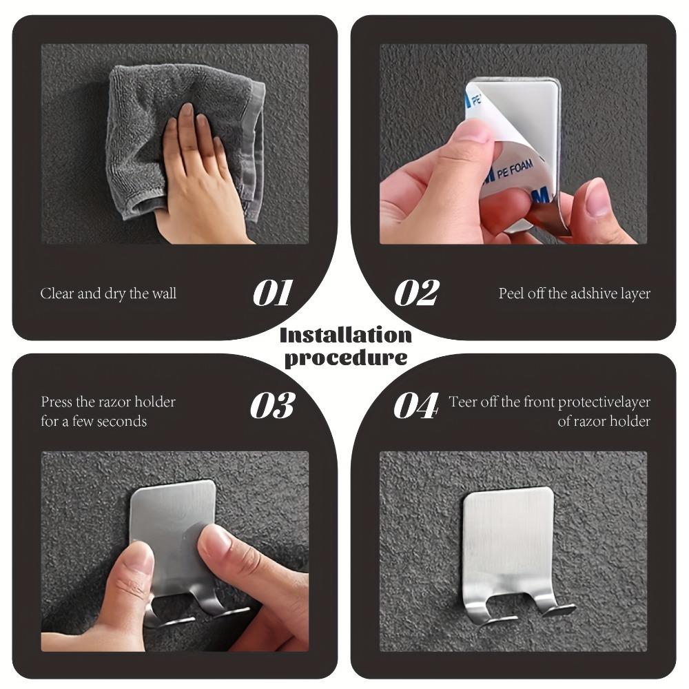 1/2/3 шт. Держатель для бритвы Крючок для хранения в ванной комнате и на кухне Самоклеящийся крючок из нержавеющей стали Настенный крючок Держатель для полотенец