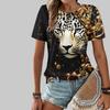 Модная женская футболка с леопардовым принтом льва, забавная повседневная футболка с круглым вырезом и коротким рукавом, летняя женская футболка