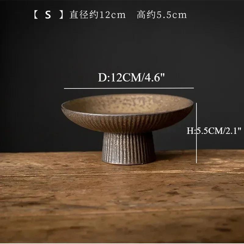 Бытовая винтажная фруктовая тарелка керамический поднос для закусок японская высокая подставка тарелки для ужина с орехами гостиная конфетница кухонные аксессуары