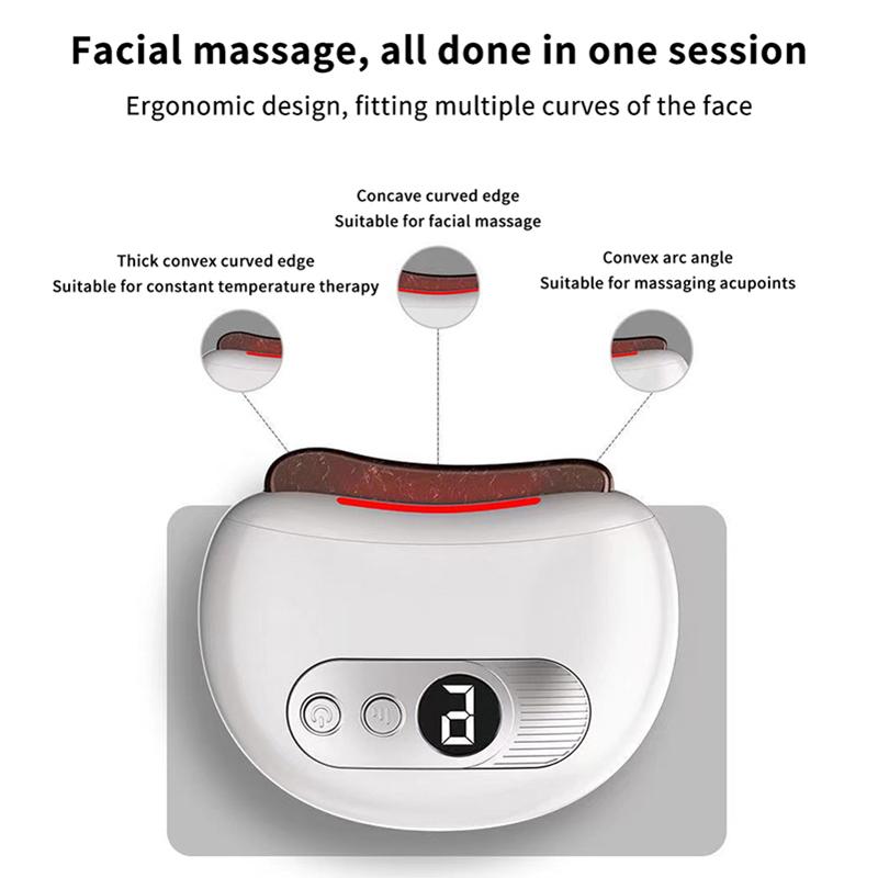 Электрический массажер Гуаша для тела, скребок для тела, нагрев, вибрация, мышечный массажер Гуаша, нож для массажа лица, шеи, глаз, камень Гуаша, скребок