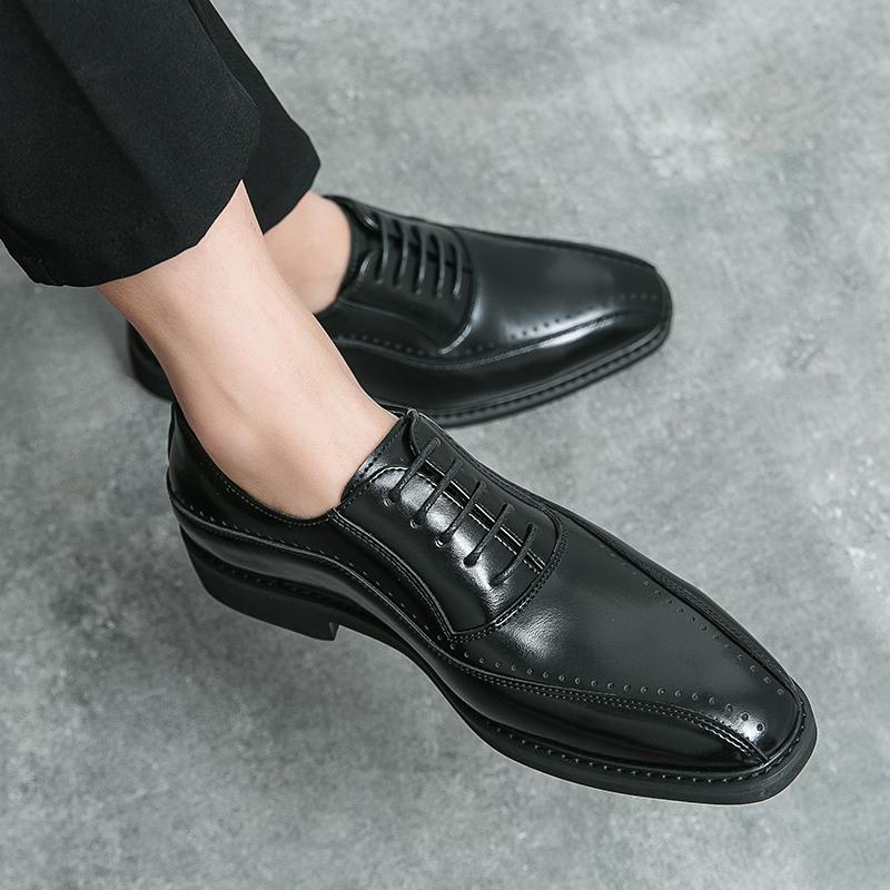 Деловая мужская кожаная обувь Классический и Джентльменский Британский стиль Вечеринка и свадьба жениха Горячие продажи Черная коричневая обувь