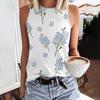 Модные летние топы с цветочным принтом 3D для женщин в стиле Харадзюку, свободный жилет с круглым вырезом и открытыми плечами без рукавов, женская майка